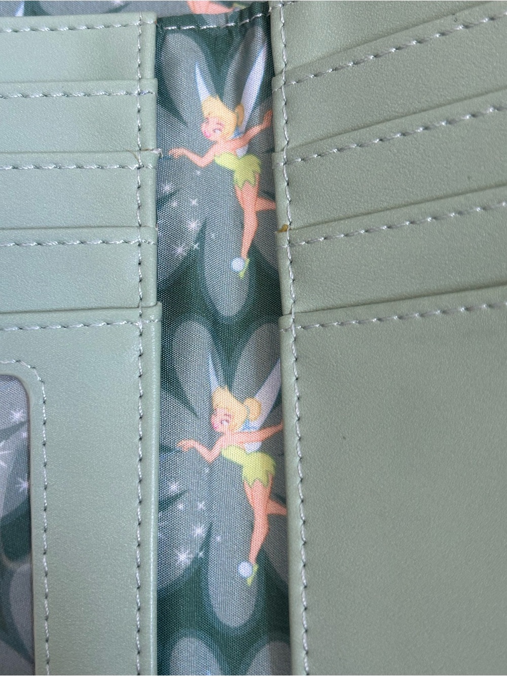 Loungefly Disney Tinker Bell Floral Zip Wallet in Cream, Pink, Green, Yellow - Picture 6 of 9